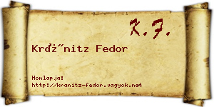 Kránitz Fedor névjegykártya
